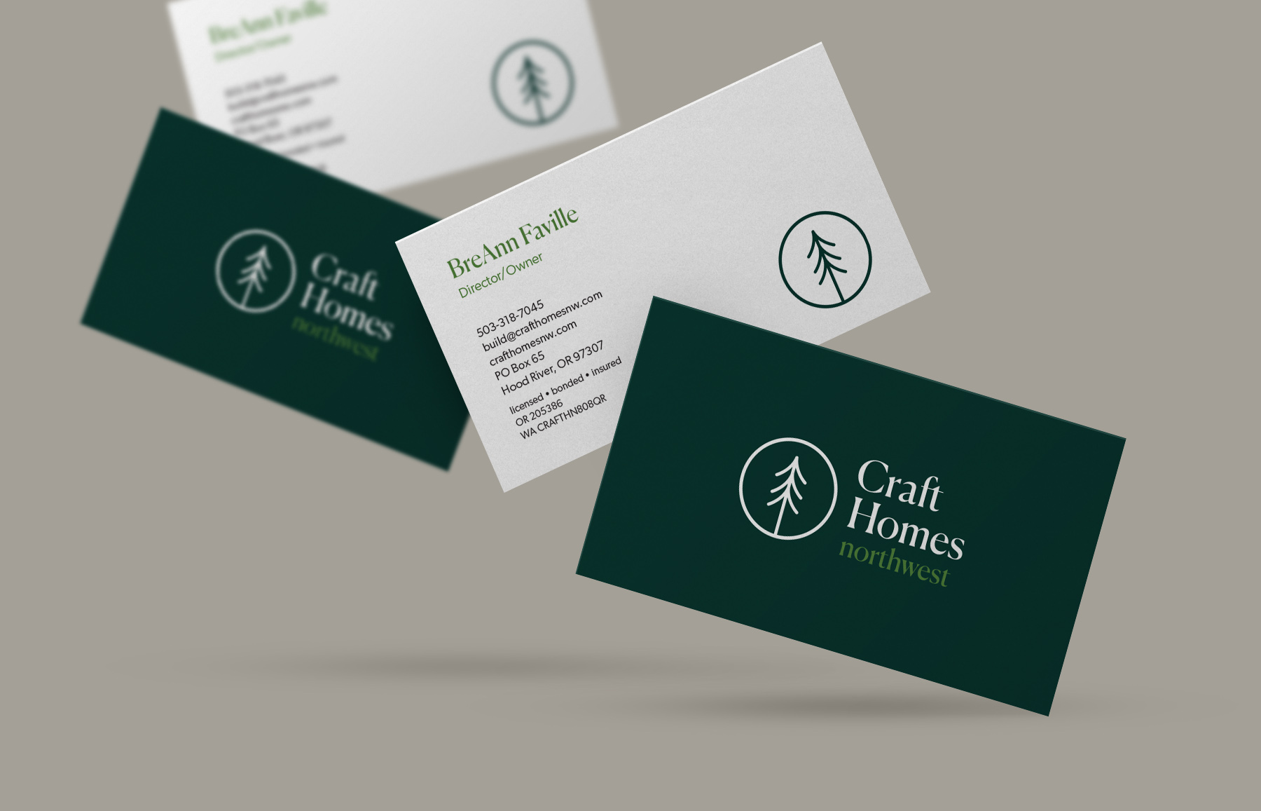 business card design for craft homes nw