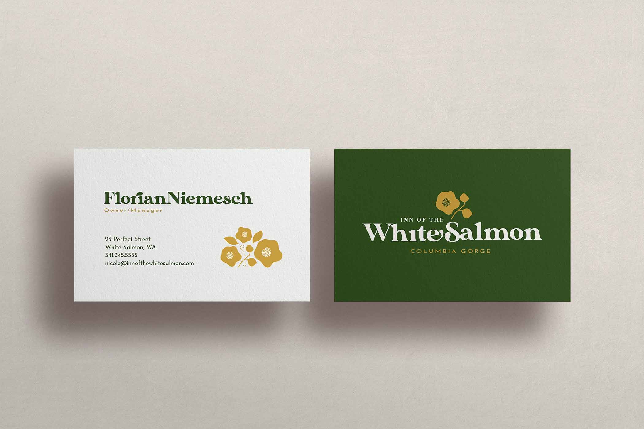 Business card design for Inn of the White Salmon