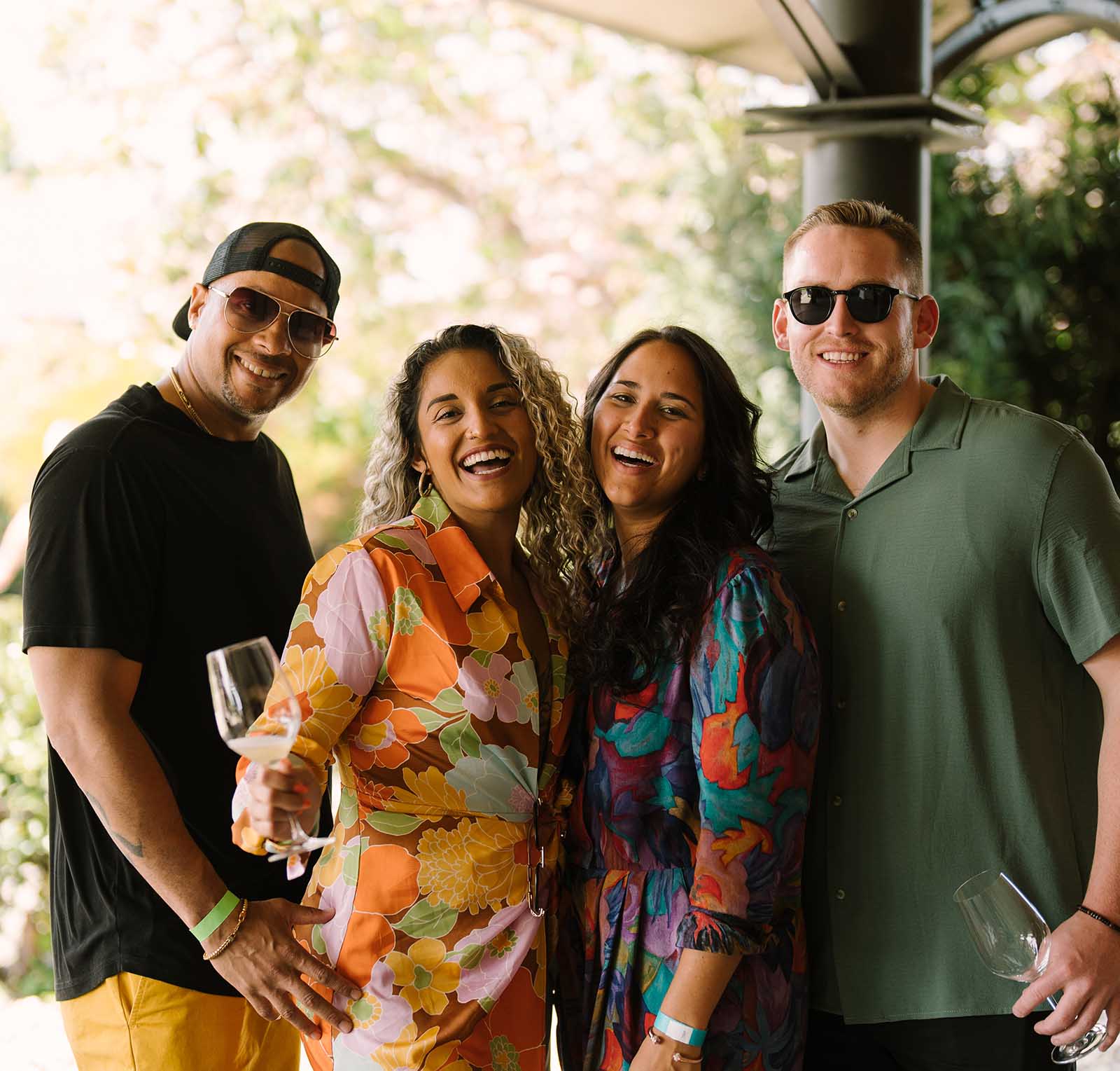 happy people enjoying wine