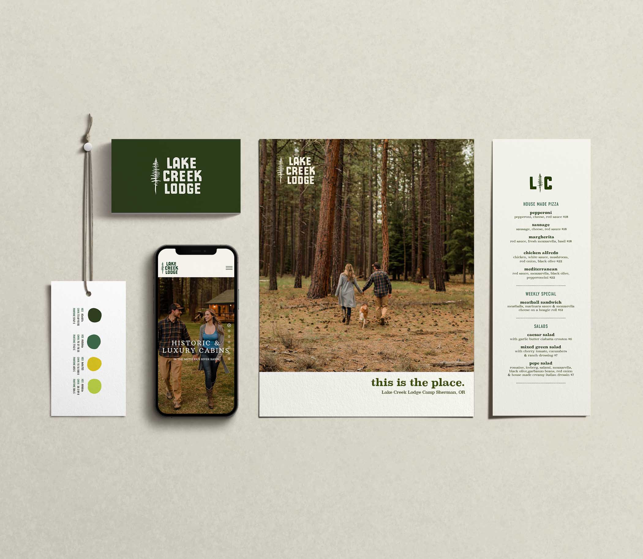 hotel branding design for Lake Creek Lodge