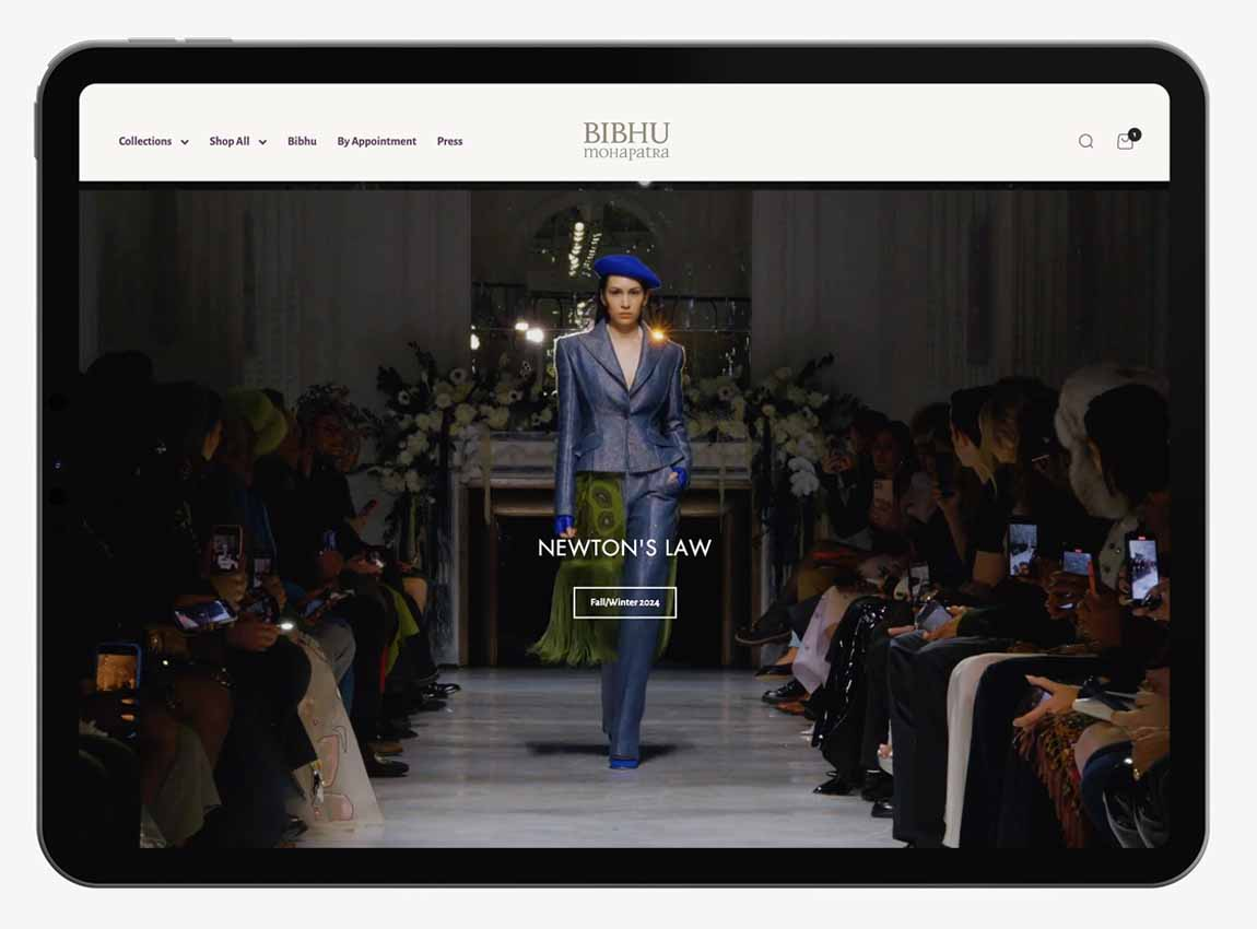 Fashion designer Shopify web design for Bibhu Mohapatra