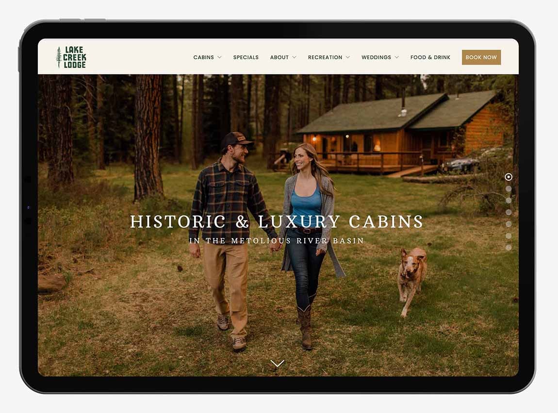 Hotel website design for Lake Creek Lodge