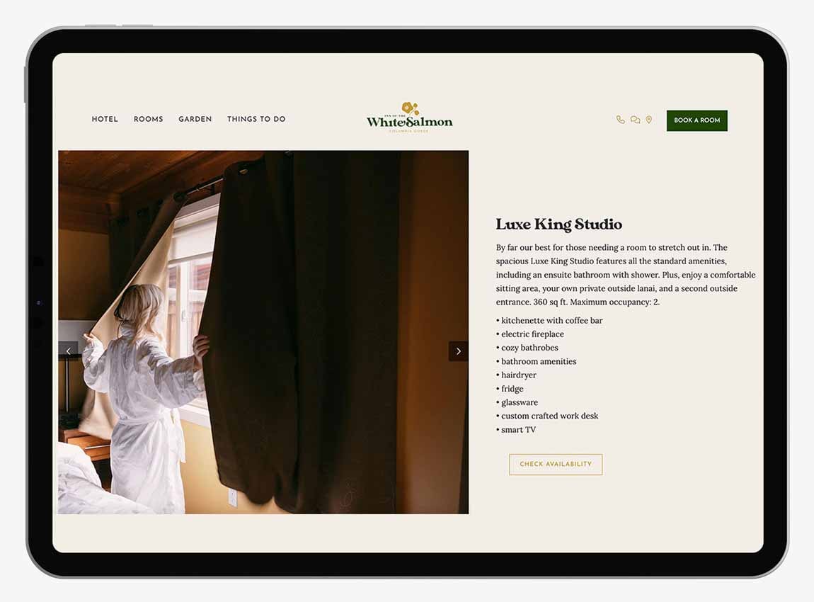Hotel rooms page web design