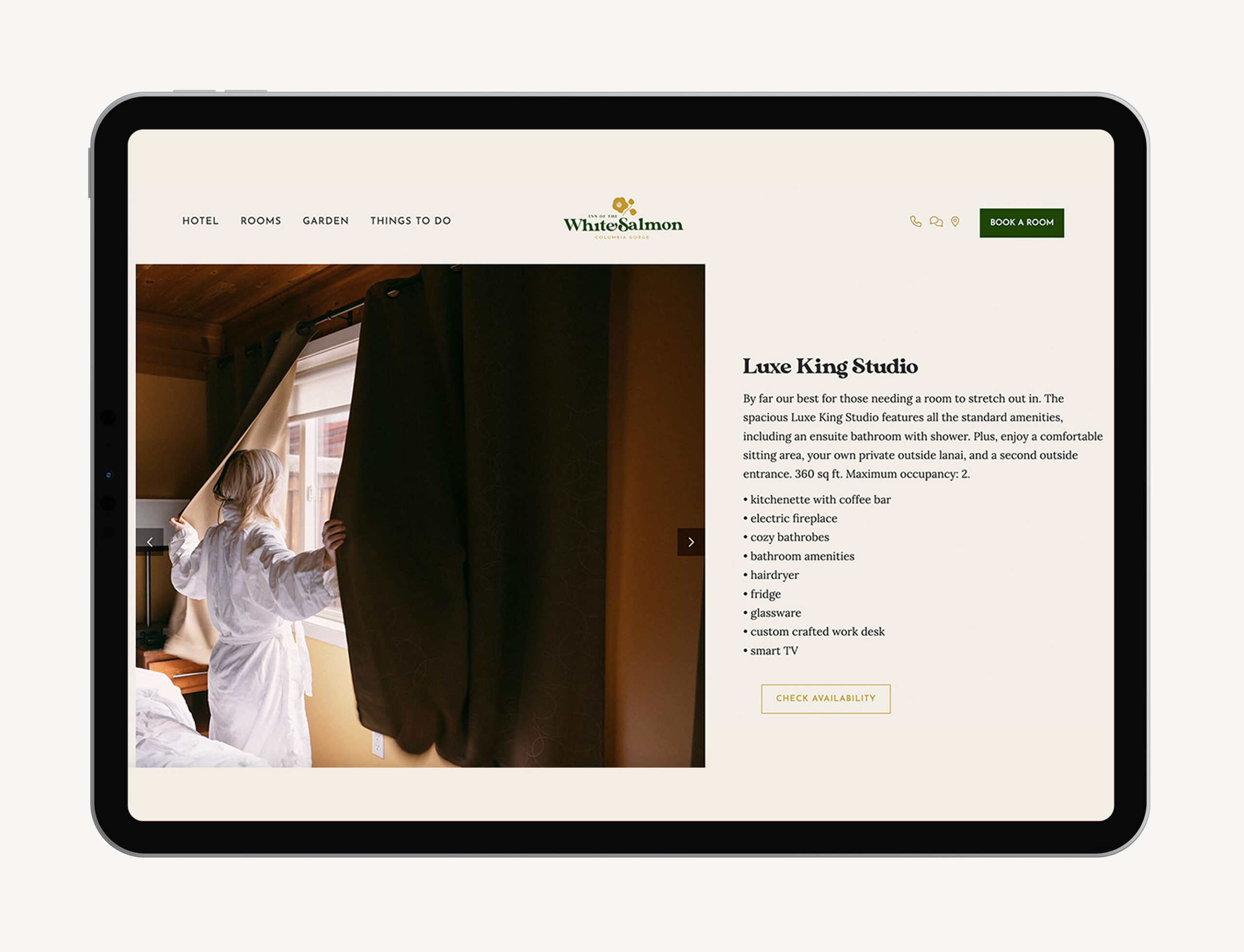 Hotel rooms page web design