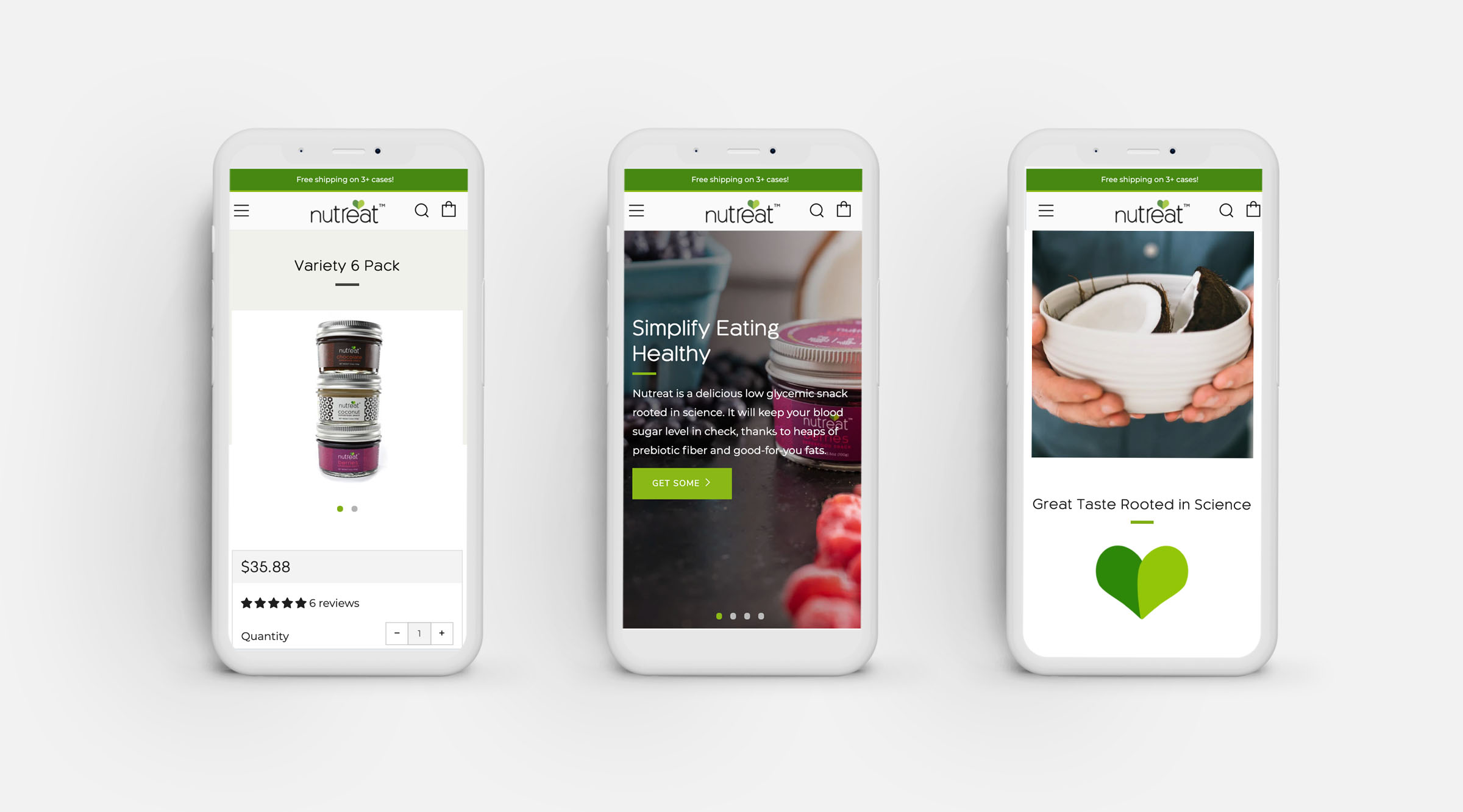 Mobile Shopify website design for nutreat