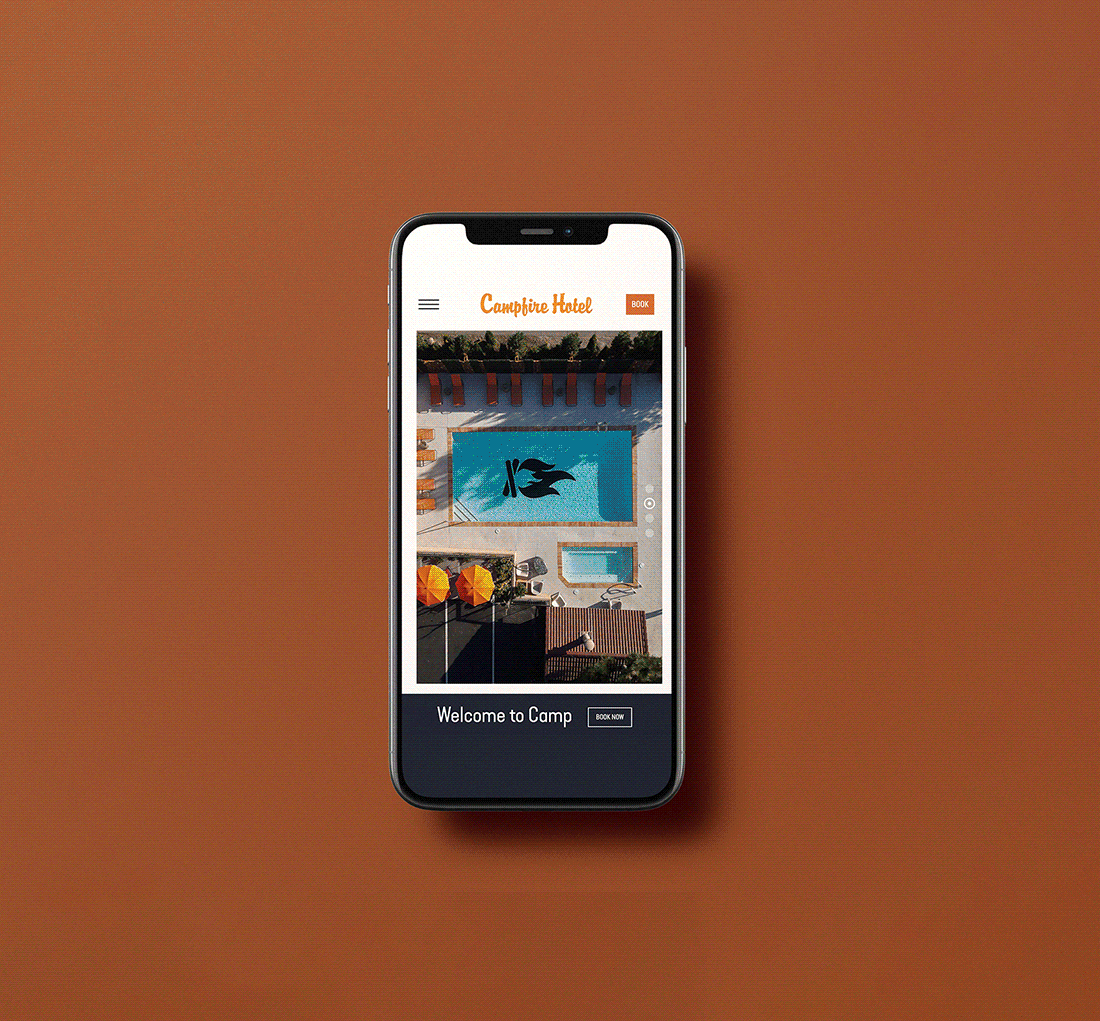 Mobile website design for Campfire Hotel