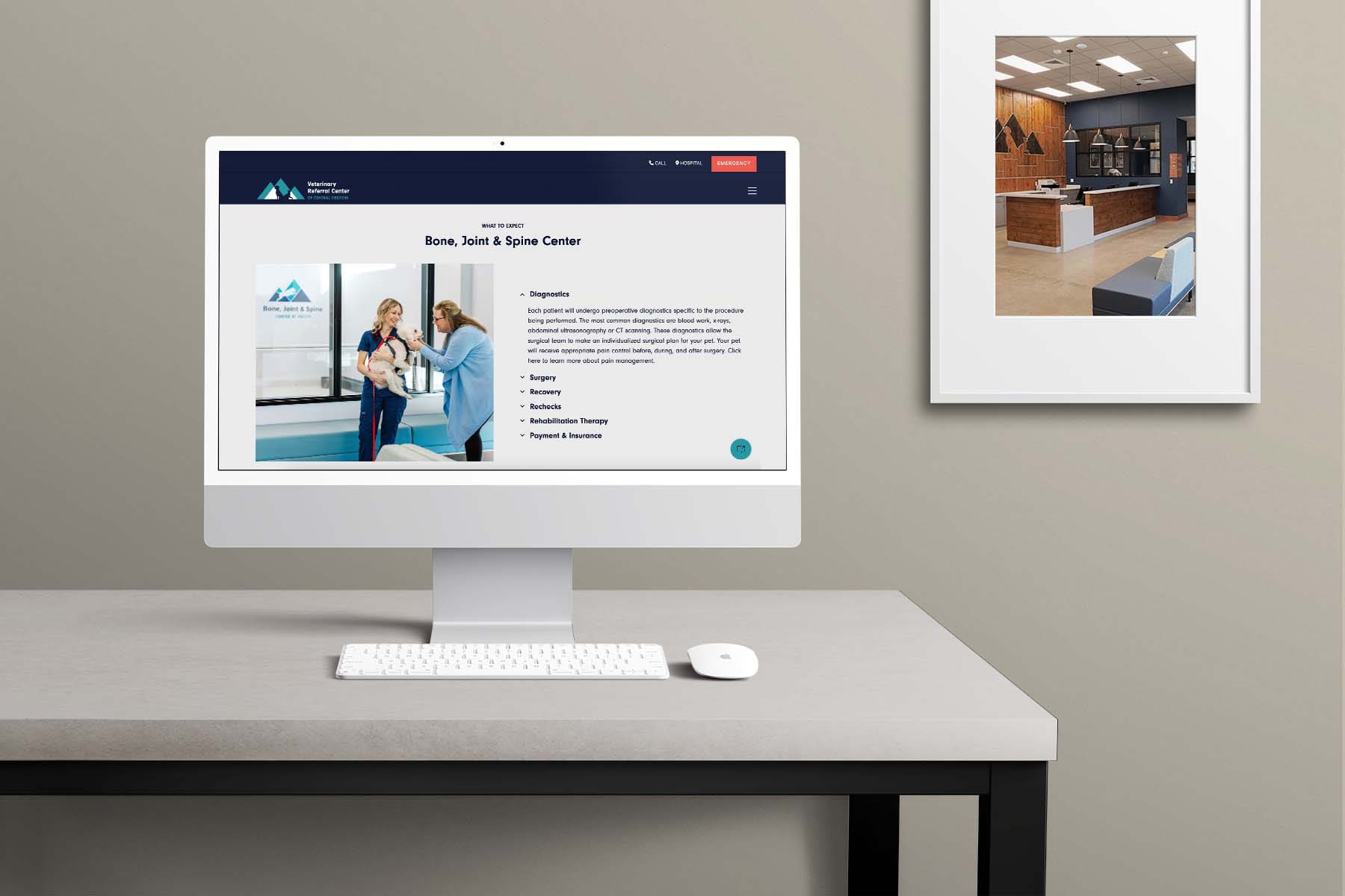 Veterinary web design iMac view of VRCCO website