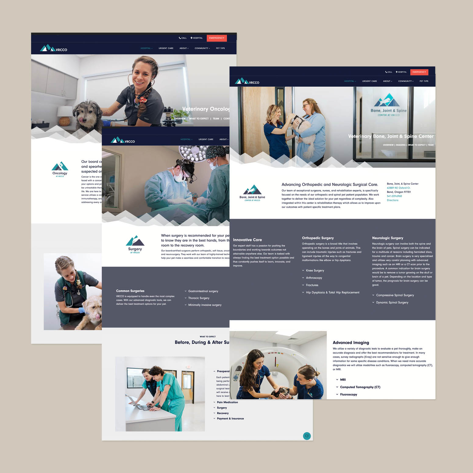 Veterinary web design specialty care page design VRCCO