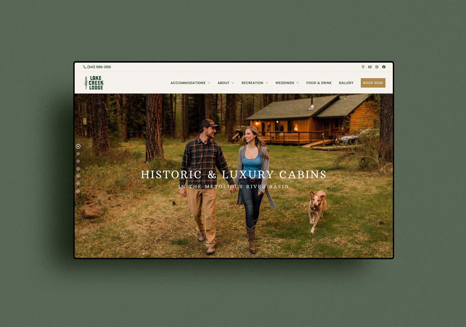 Web design home page lake creek lodge