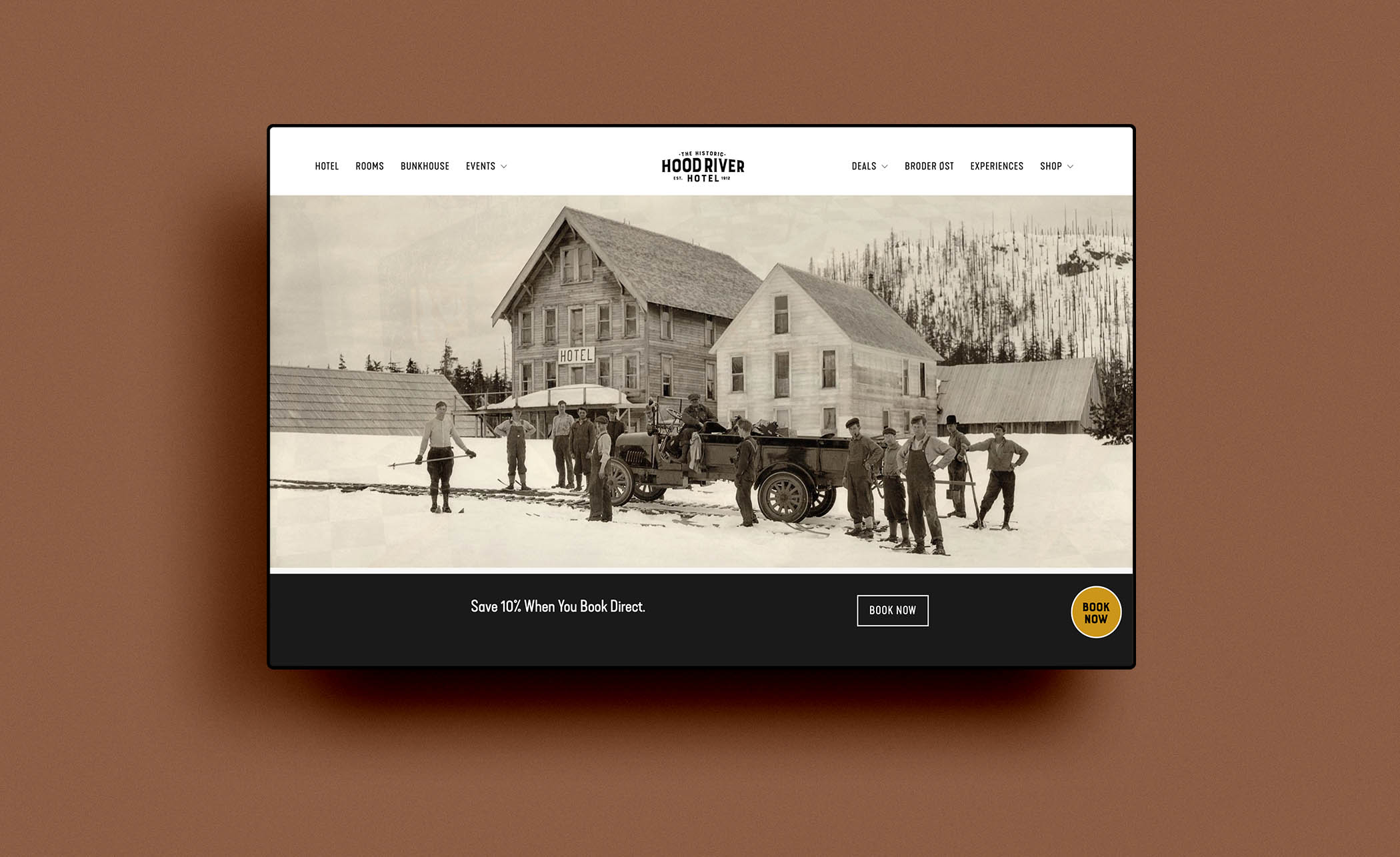 web design for hood river hotel home page