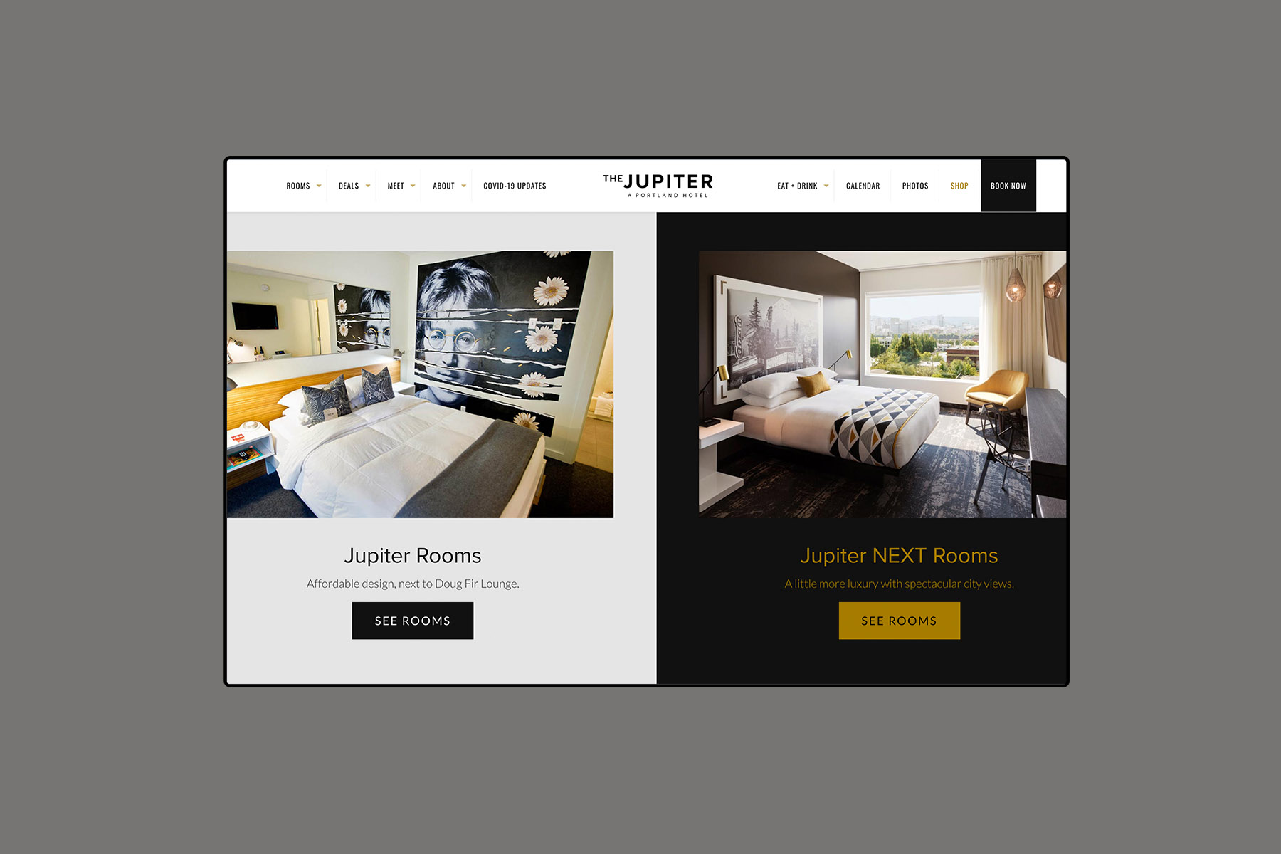 Web design for the jupiter hotel home page