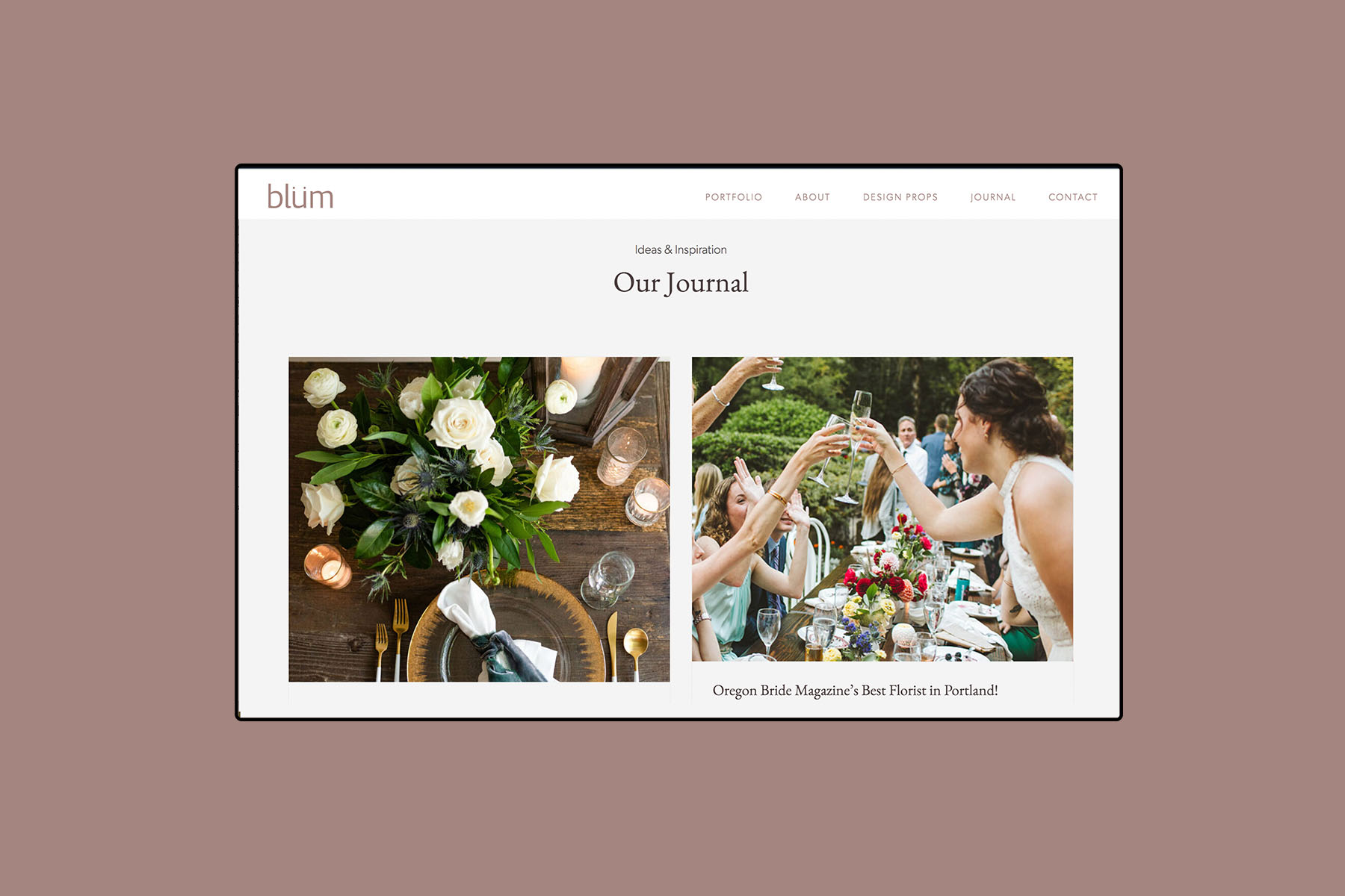 desktop web design for Blum floral design journal