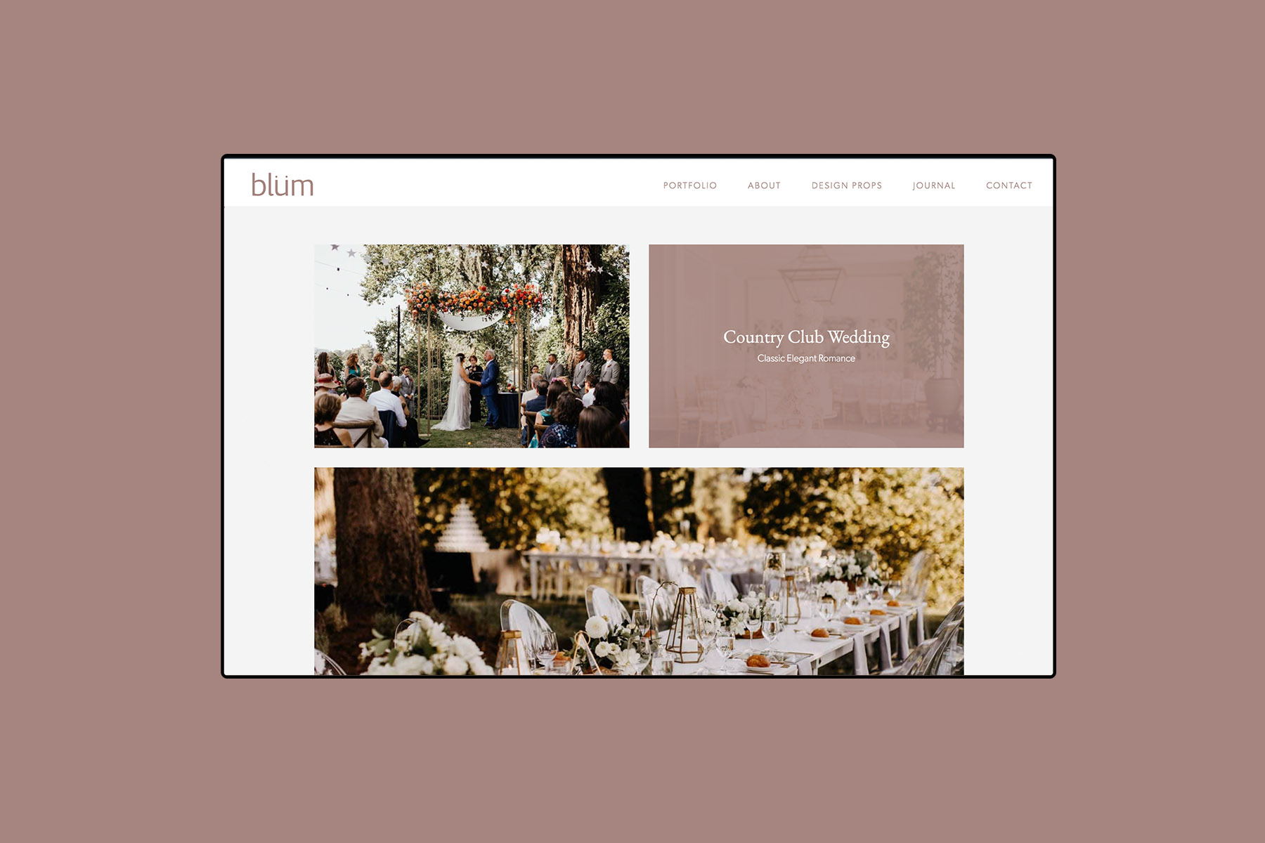 desktop web design for Blum floral design portfolio