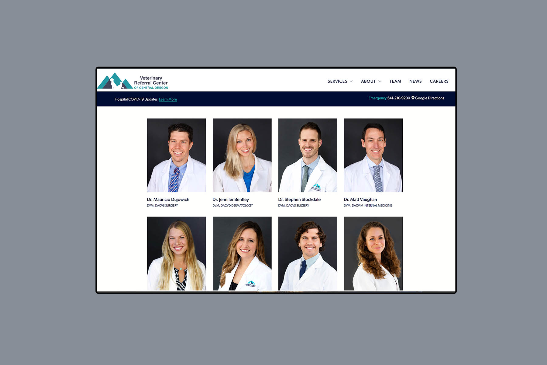 web design for veterinary referral center of central oregon doctors