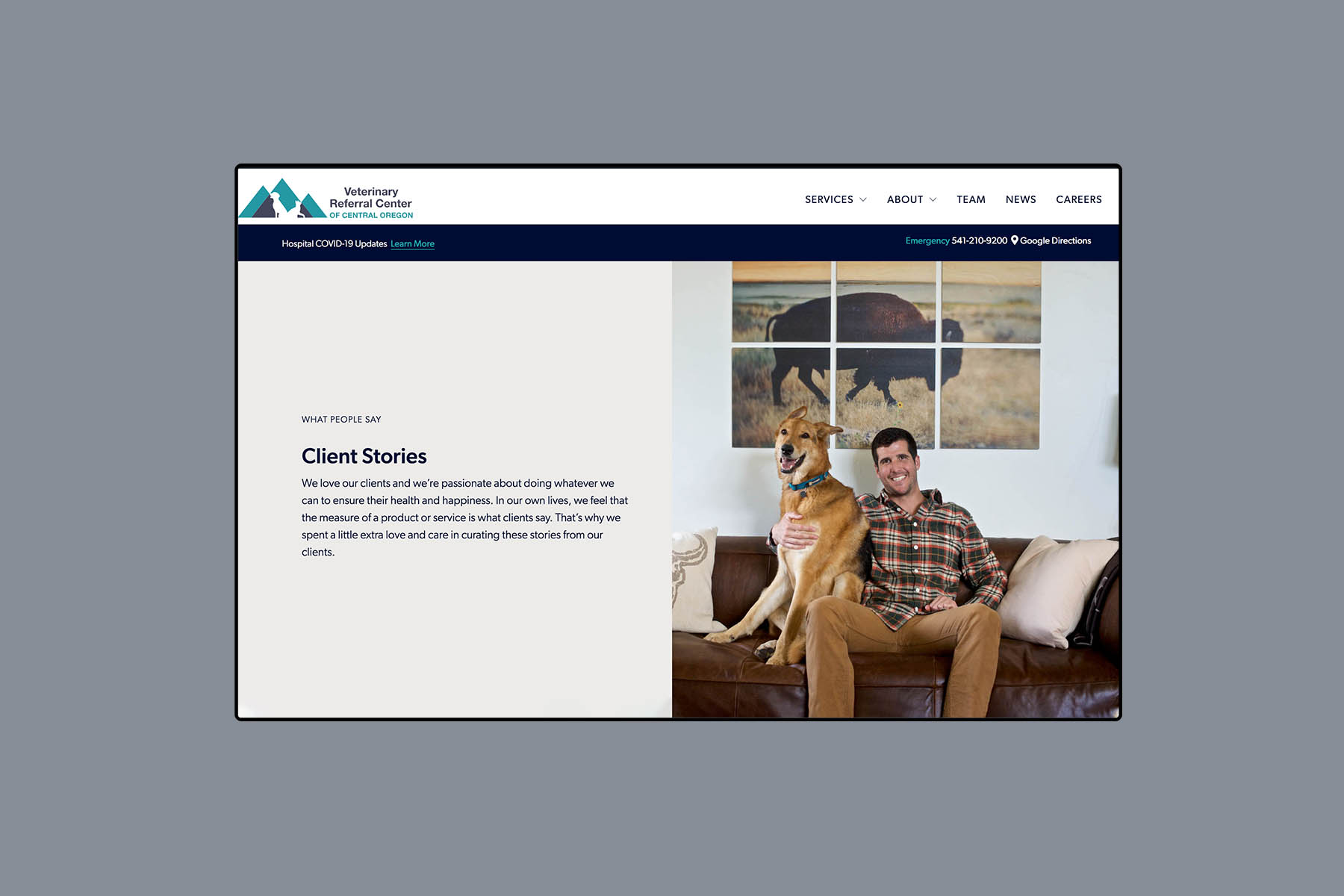 Web design for Veterinary Referral Center of Central Oregon client stories