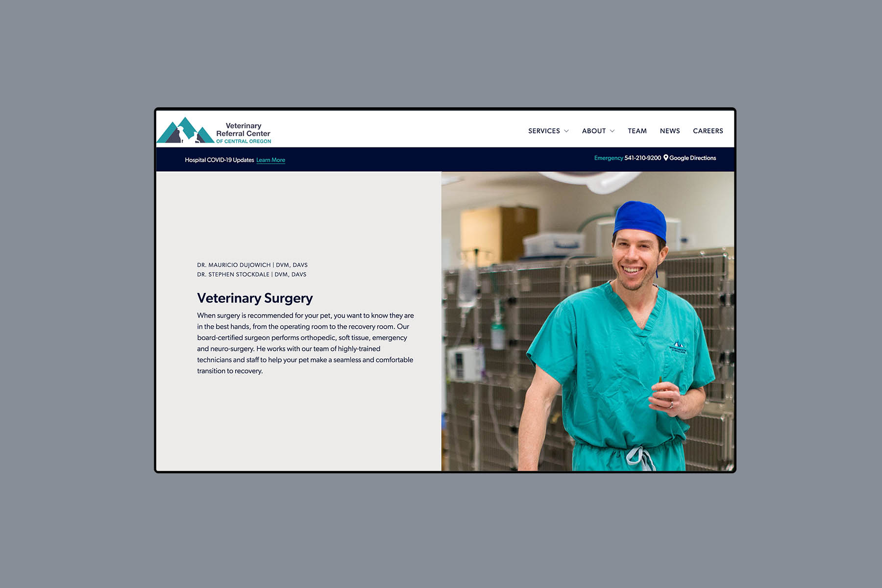 web design for veterinary referral center of central oregon mauricio dujowich