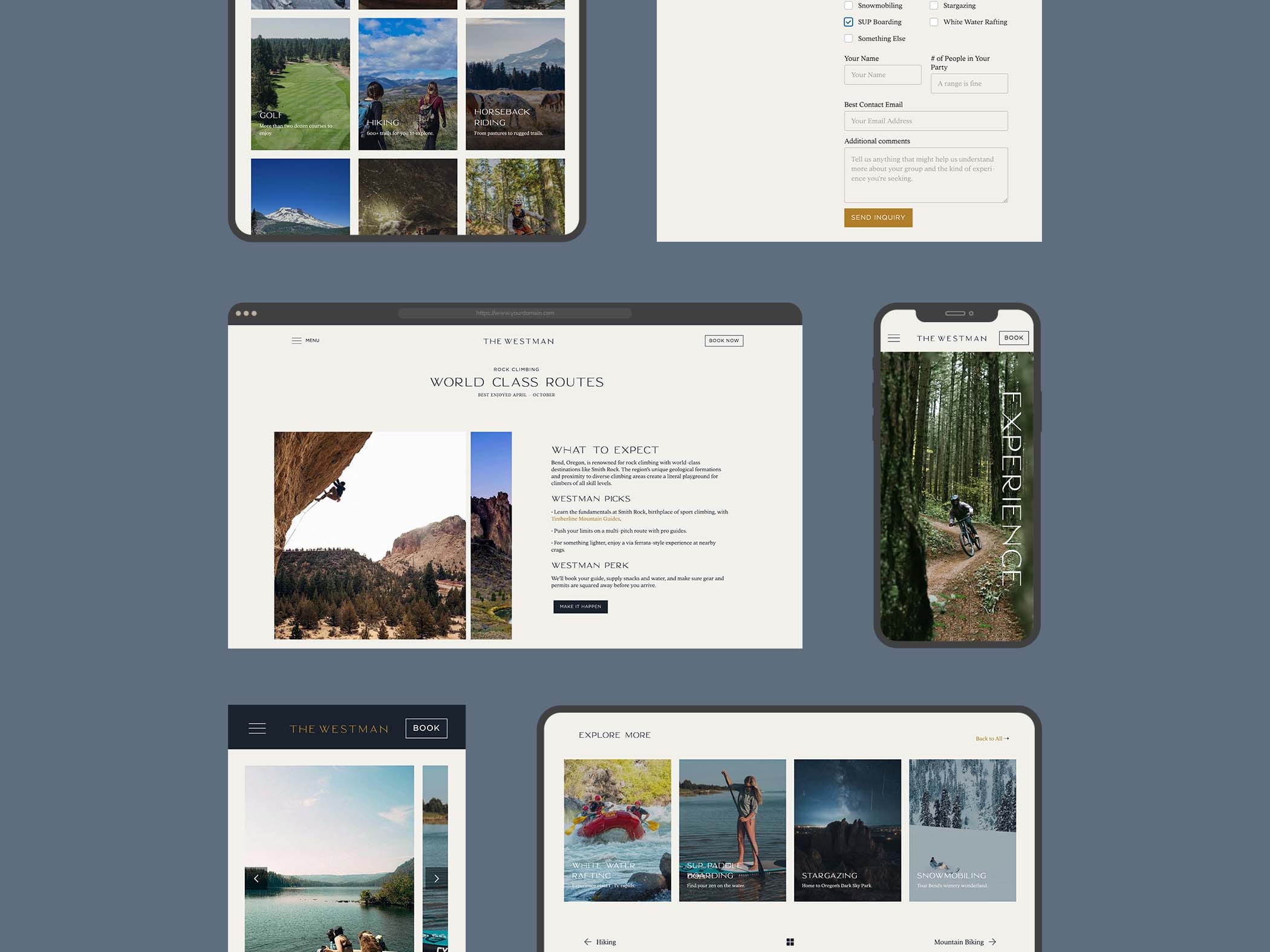 website experiences layout mockup for The Westman
